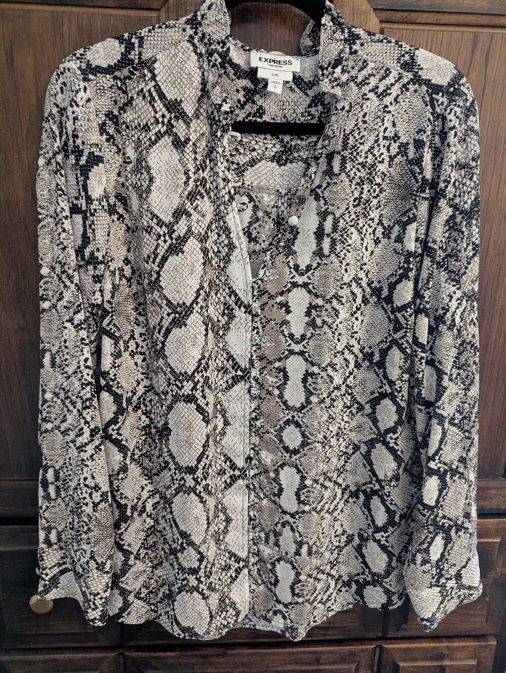 Express Snake Print Portofino Button-Front Top